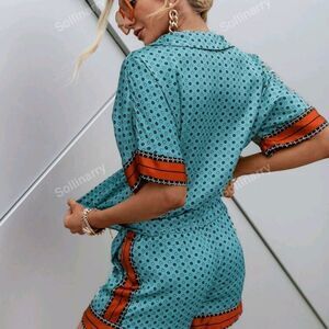 Stylish Navy and Orange Patterned Outfit